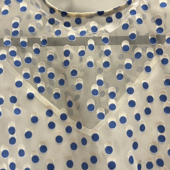 EUC Lovers & Friends blue velvet dotted white georgette fabric shorts romper - Picture 6 of 15